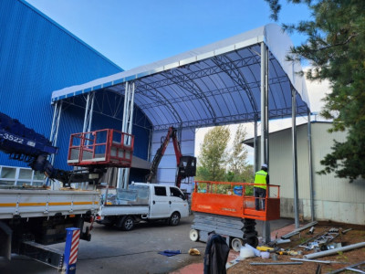 [소] 대형천막설치 창고천막 지붕 판넬 창호 가설건축물 제작 업체 , 강경기업