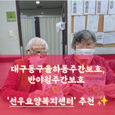 대구 동구 주간보호, 대구 동구 노치원, 대구 동구 율하동 주간보호 '선우요양복지센터'